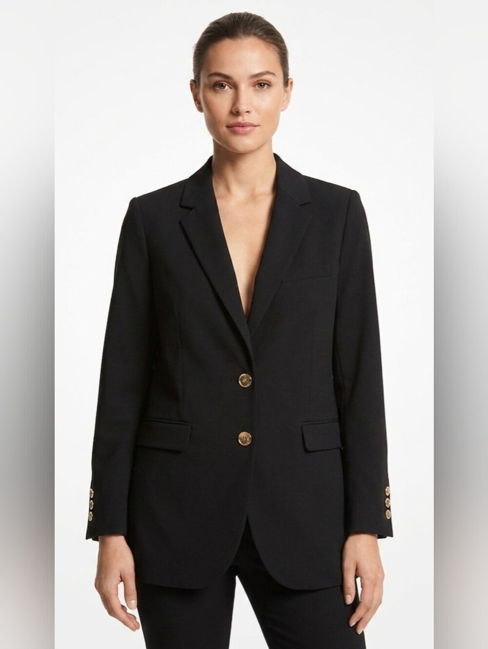 MICHAEL Michael Kors Black Blazer w/Gold-Tone Buttons Size 10. Read description!